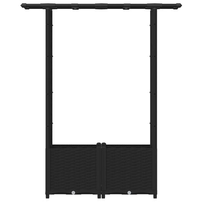 Raised Bed with Trellis and Roof Black 124.5 x 40 x 136 cm PP