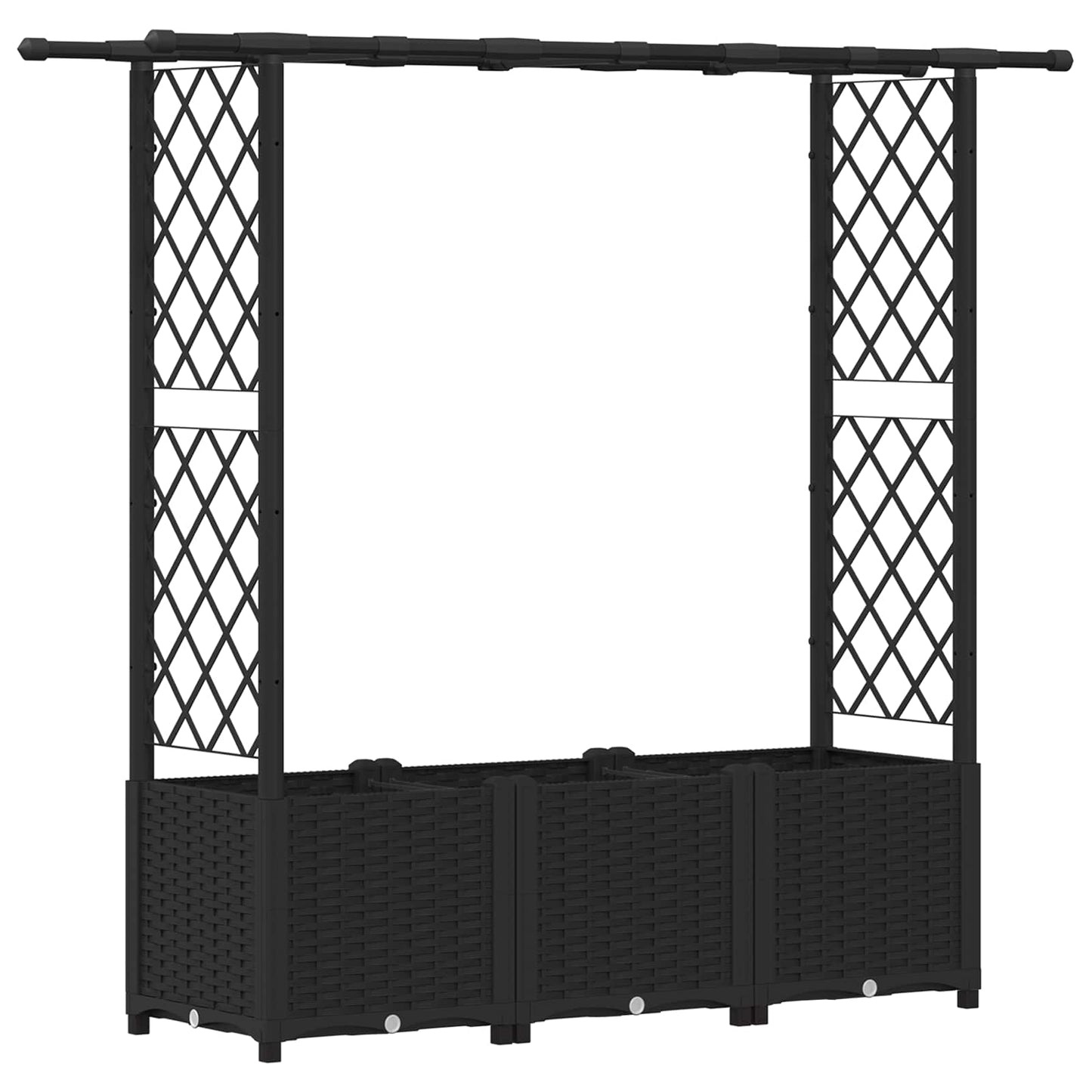 Raised Bed with Trellis and Roof Black 162.5 x 40 x 136 cm PP