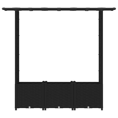 Raised Bed with Trellis and Roof Black 162.5 x 40 x 136 cm PP