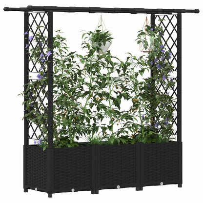 Raised Bed with Trellis and Roof Black 162.5 x 40 x 136 cm PP