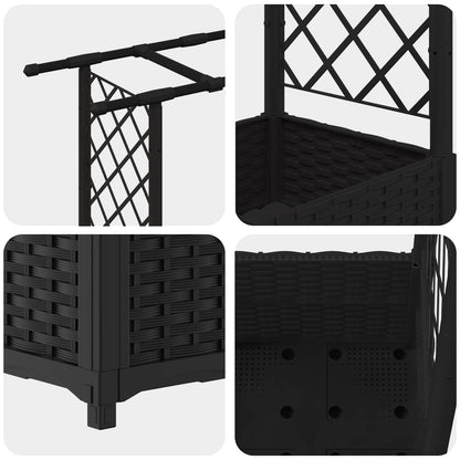 Raised Bed with Trellis and Roof Black 203 x 40 x 136 cm PP