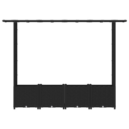 Raised Bed with Trellis and Roof Black 203 x 40 x 136 cm PP