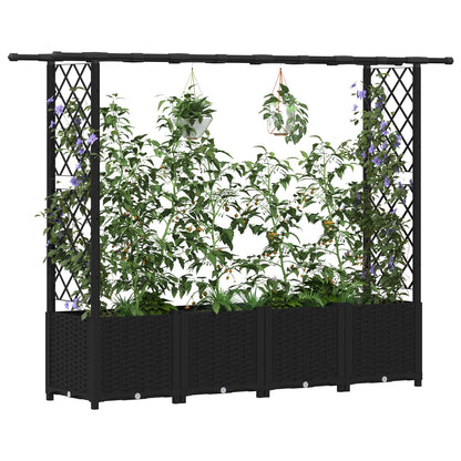 Raised Bed with Trellis and Roof Black 203 x 40 x 136 cm PP