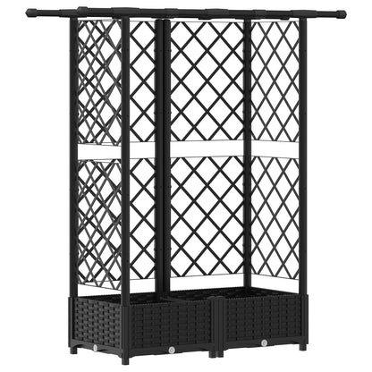 Raised Bed with Trellis and Roof Black 124 x 40 x 121 cm PP