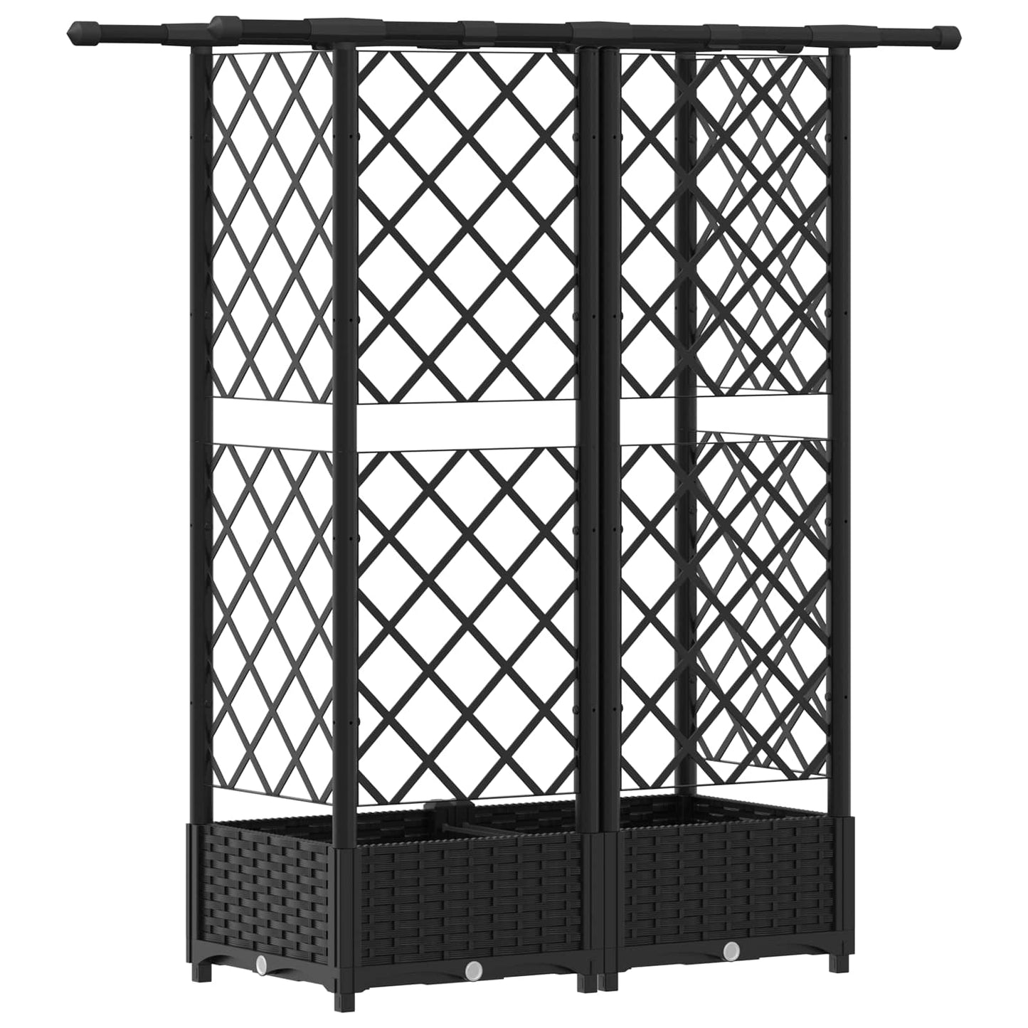 Raised Bed with Trellis and Roof Black 124 x 40 x 121 cm PP