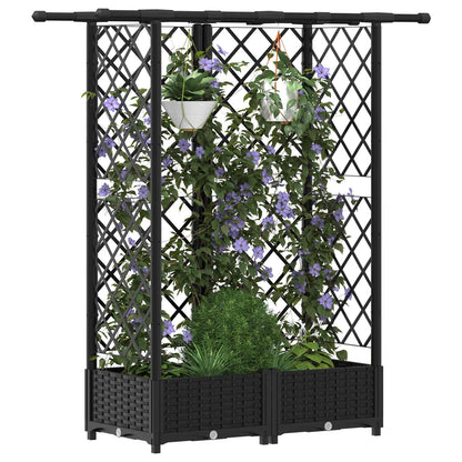 Raised Bed with Trellis and Roof Black 124 x 40 x 121 cm PP