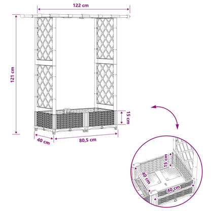 Raised Bed with Trellis and Roof Black 124 x 40 x 121 cm PP