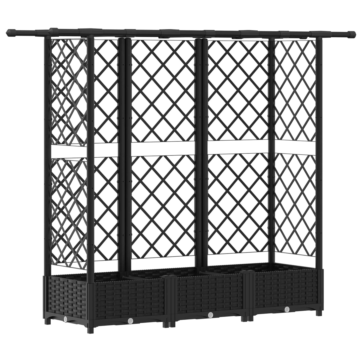 Raised Bed with Trellis and Roof Black 164 x 40 x 121 cm PP