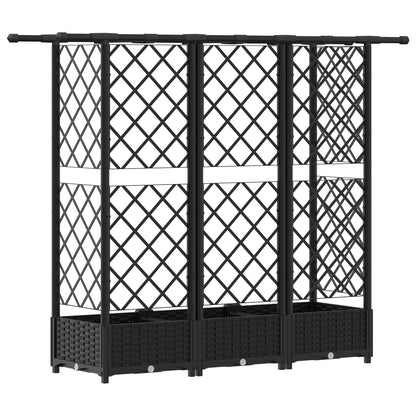 Raised Bed with Trellis and Roof Black 164 x 40 x 121 cm PP