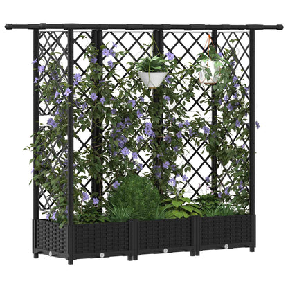 Raised Bed with Trellis and Roof Black 164 x 40 x 121 cm PP