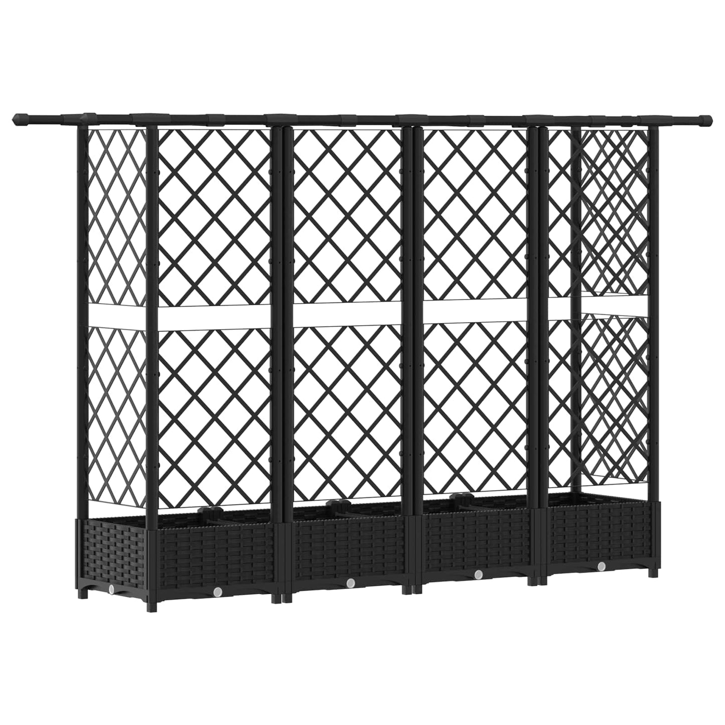 Raised Bed with Trellis and Roof Black 202.5 x 40 x 121 cm PP