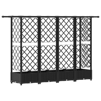 Raised Bed with Trellis and Roof Black 202.5 x 40 x 121 cm PP