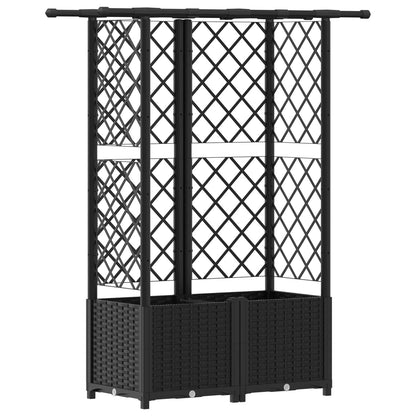 Raised Bed with Trellis and Roof Black 124 x 40 x 136 cm PP