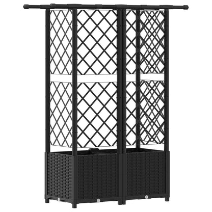 Raised Bed with Trellis and Roof Black 124 x 40 x 136 cm PP