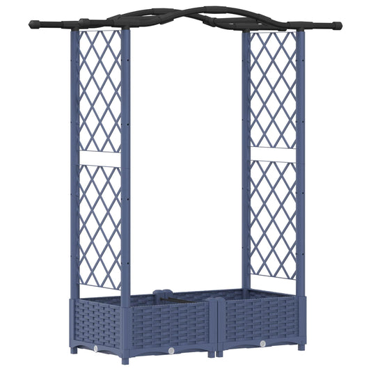 Raised Bed with Trellis and Roof Grey 124 x 40 x 123 cm PP