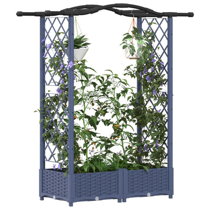 Raised Bed with Trellis and Roof Grey 124 x 40 x 123 cm PP