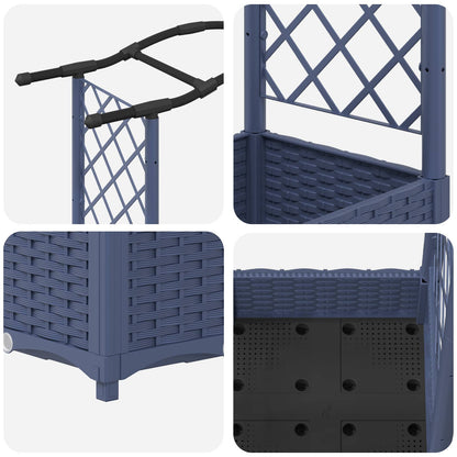 Raised Bed with Trellis and Roof Grey 169 x 40 x 123 cm PP