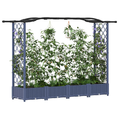 Raised Bed with Trellis and Roof Grey 207 x 40 x 123 cm PP