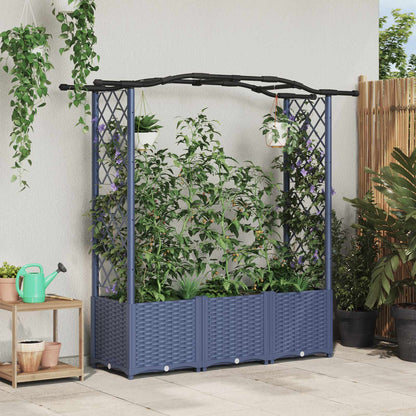 Raised Bed with Trellis and Roof Grey 164 x 40 x 138 cm PP