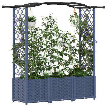 Raised Bed with Trellis and Roof Grey 164 x 40 x 138 cm PP