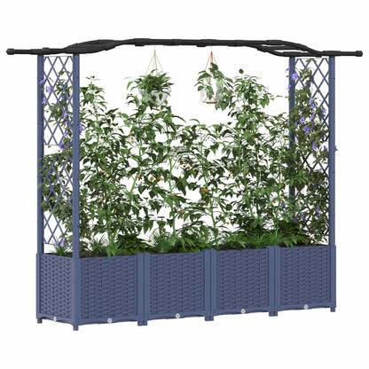 Raised Bed with Trellis and Roof Grey 204 x 40 x 138 cm PP