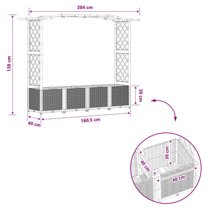 Raised Bed with Trellis and Roof Grey 204 x 40 x 138 cm PP