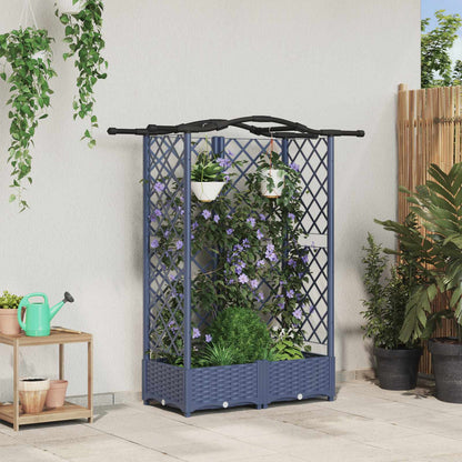 Raised Bed with Trellis and Roof Grey 124 x 40 x 123 cm PP