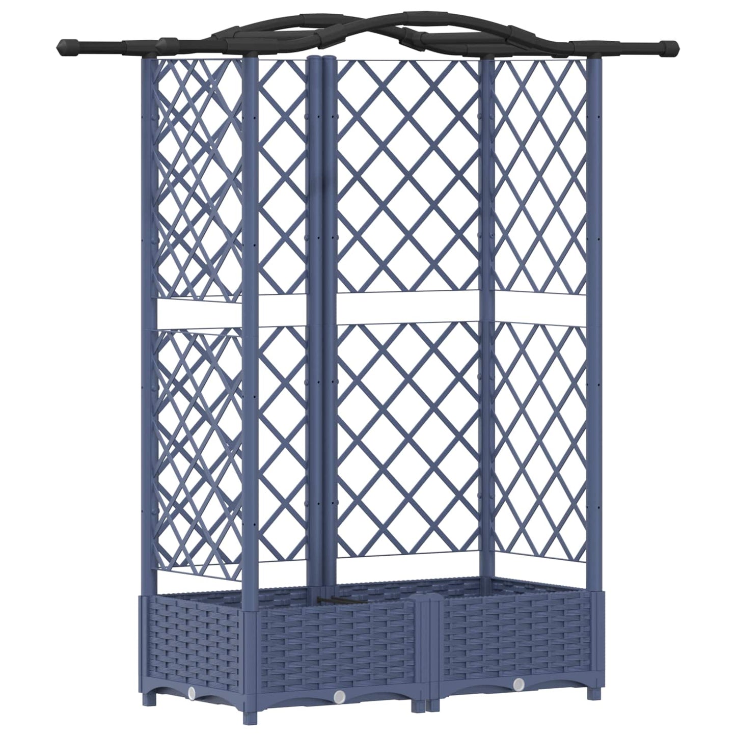 Raised Bed with Trellis and Roof Grey 124 x 40 x 123 cm PP