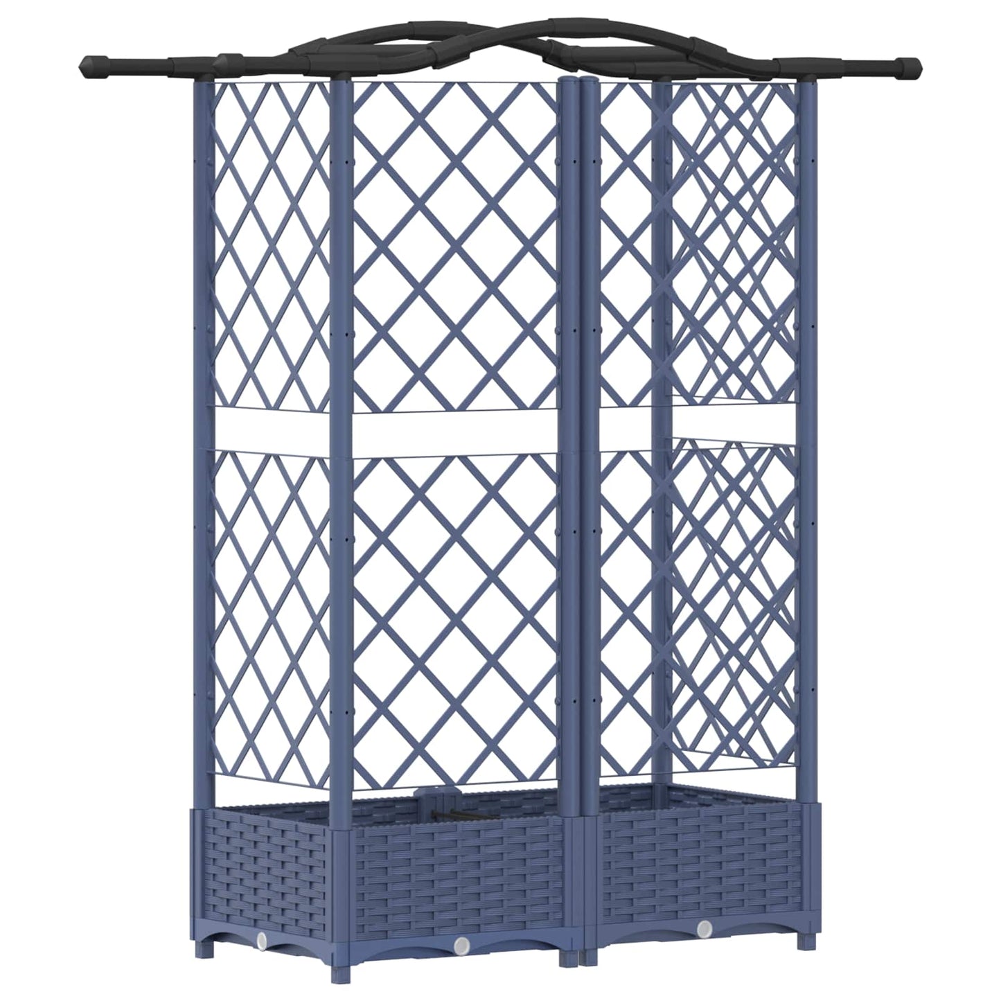 Raised Bed with Trellis and Roof Grey 124 x 40 x 123 cm PP