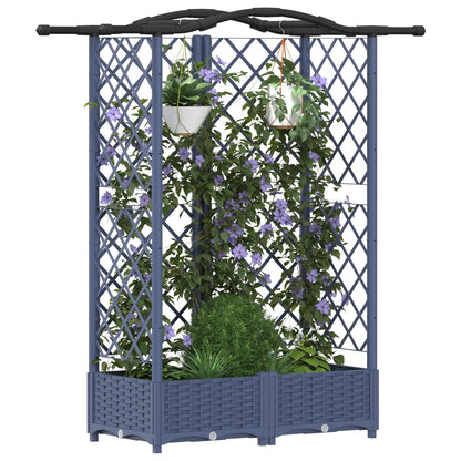 Raised Bed with Trellis and Roof Grey 124 x 40 x 123 cm PP