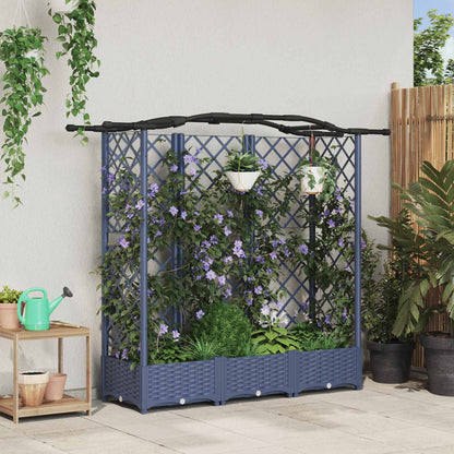 Raised Bed with Trellis and Roof Grey 163 x 40 x 123 cm PP