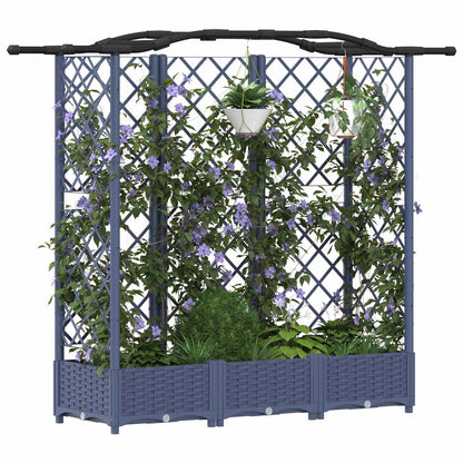 Raised Bed with Trellis and Roof Grey 163 x 40 x 123 cm PP