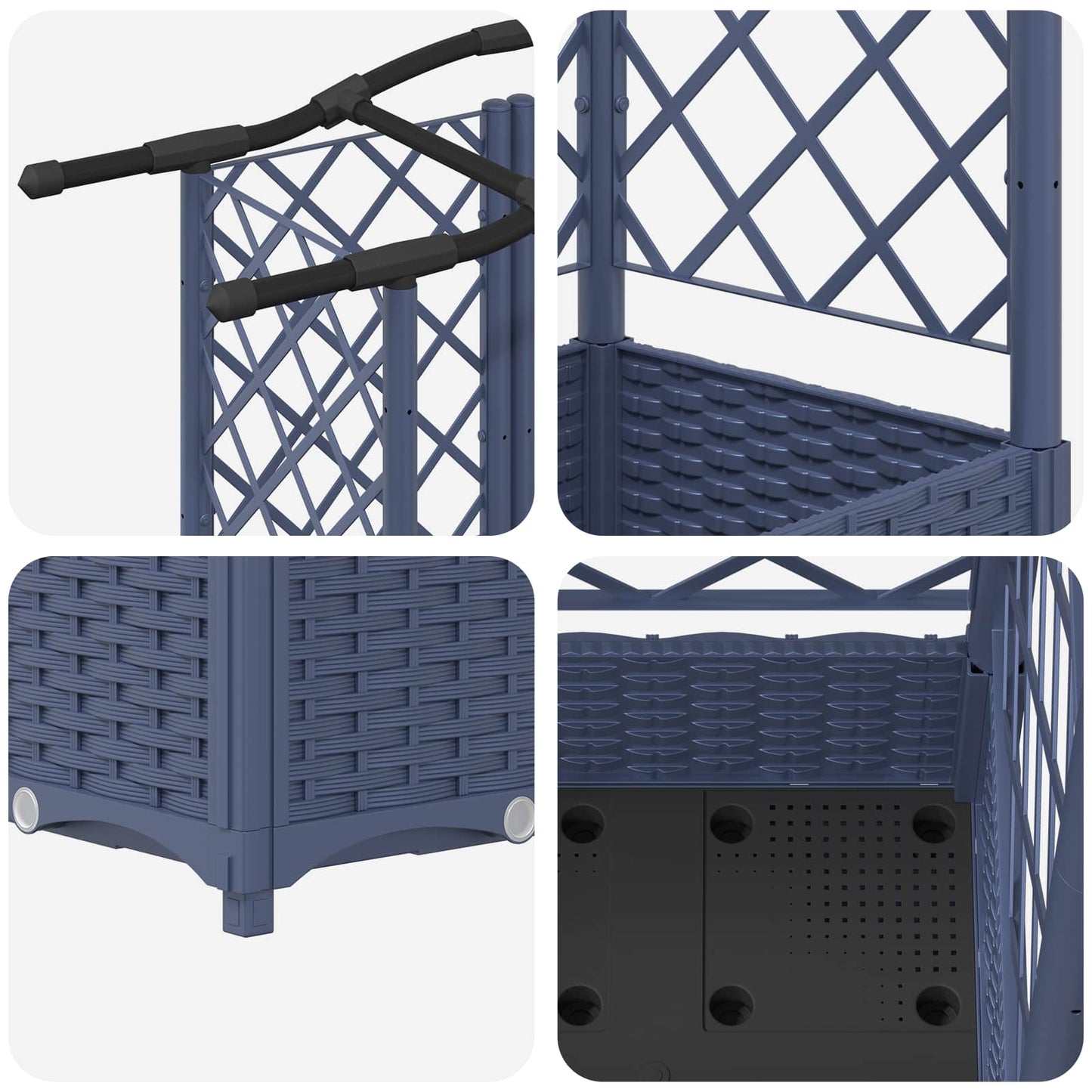 Raised Bed with Trellis and Roof Grey 203.5 x 40 x 123 cm PP