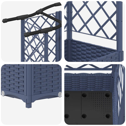 Raised Bed with Trellis and Roof Grey 203.5 x 40 x 123 cm PP