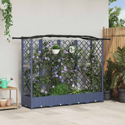 Raised Bed with Trellis and Roof Grey 203.5 x 40 x 123 cm PP