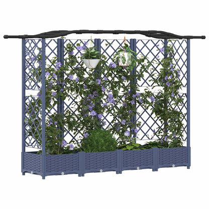 Raised Bed with Trellis and Roof Grey 203.5 x 40 x 123 cm PP