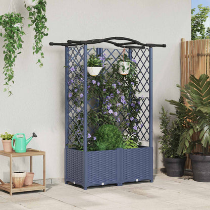 Raised Bed with Trellis and Roof Grey 122 x 40 x 138 cm PP