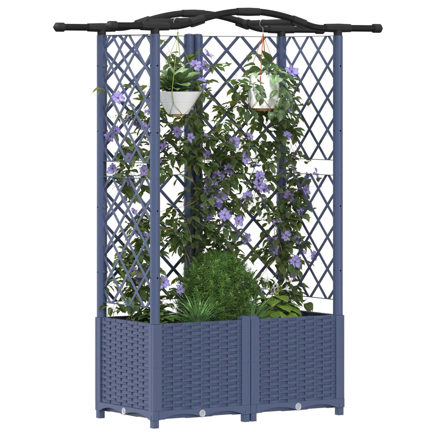 Raised Bed with Trellis and Roof Grey 122 x 40 x 138 cm PP
