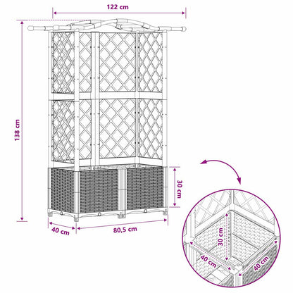 Raised Bed with Trellis and Roof Grey 122 x 40 x 138 cm PP