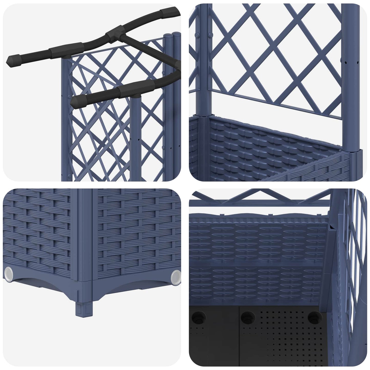Raised Bed with Trellis and Roof Grey 163 x 40 x 138 cm PP