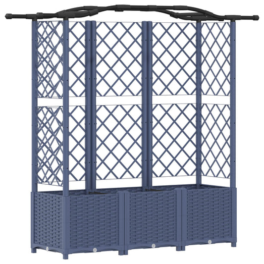 Raised Bed with Trellis and Roof Grey 163 x 40 x 138 cm PP