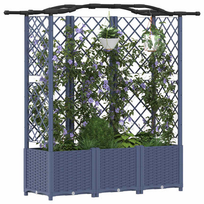 Raised Bed with Trellis and Roof Grey 163 x 40 x 138 cm PP