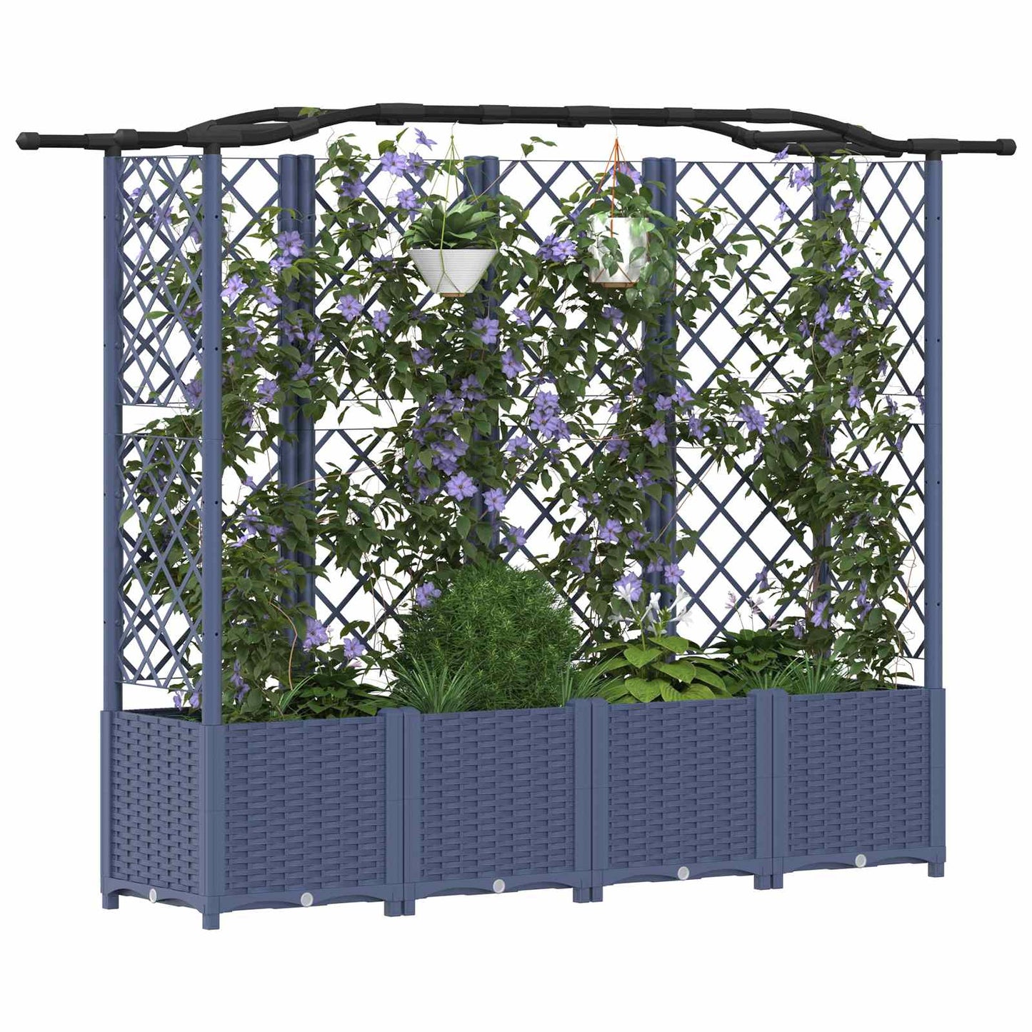 Raised Bed with Trellis and Roof Grey 204 x 40 x 138 cm PP