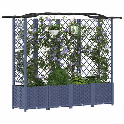 Raised Bed with Trellis and Roof Grey 204 x 40 x 138 cm PP