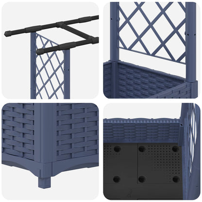 Raised Bed with Trellis and Roof Grey 122.5 x 40 x 121 cm PP