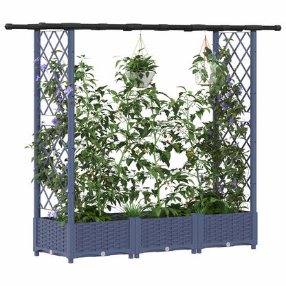 Raised Bed with Trellis and Roof Grey 164 x 40 x 121 cm PP