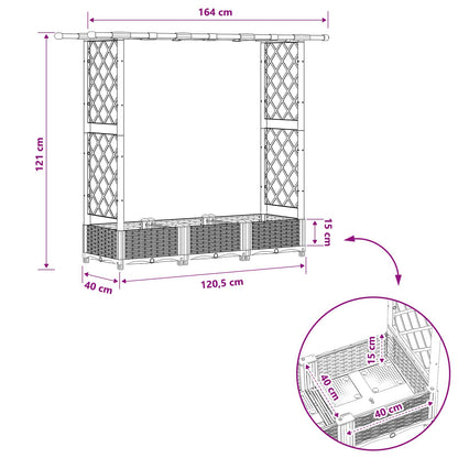 Raised Bed with Trellis and Roof Grey 164 x 40 x 121 cm PP