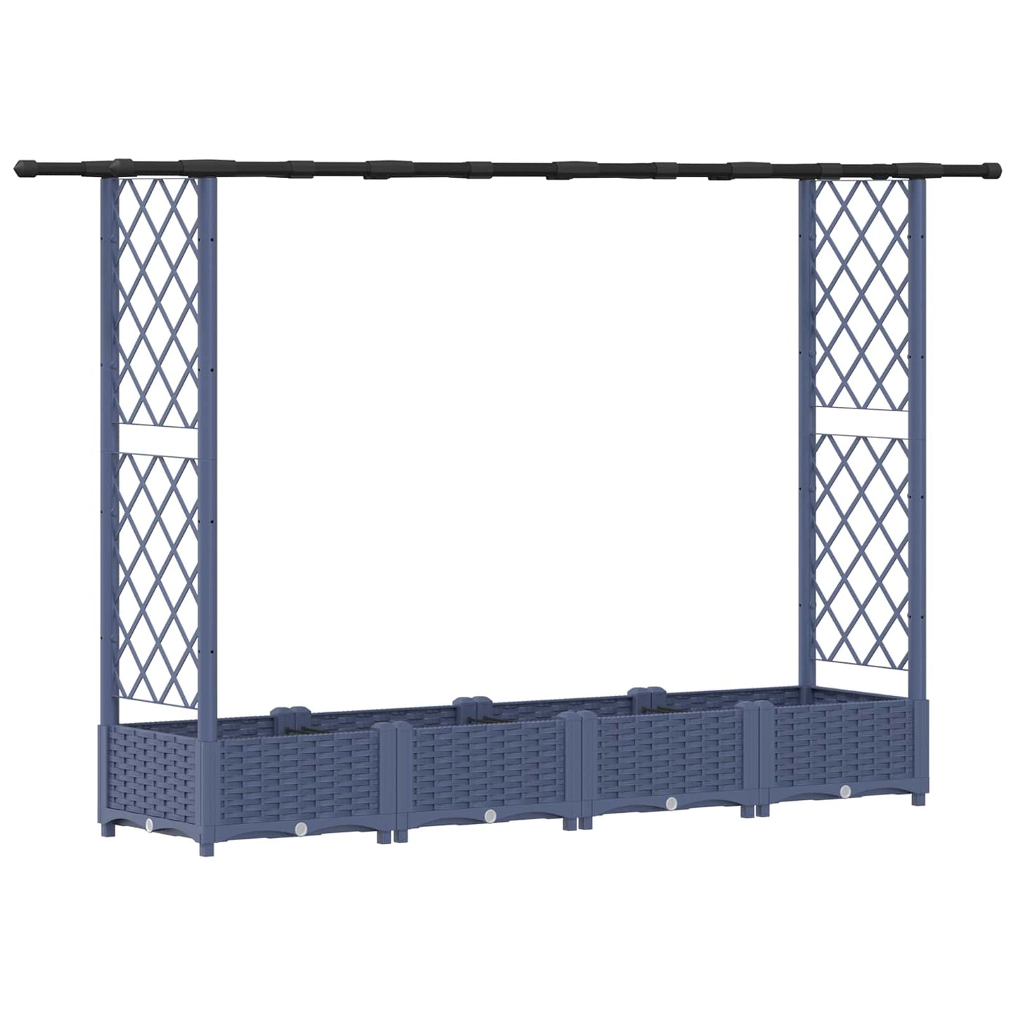Raised Bed with Trellis and Roof Grey 203 x 40 x 121 cm PP