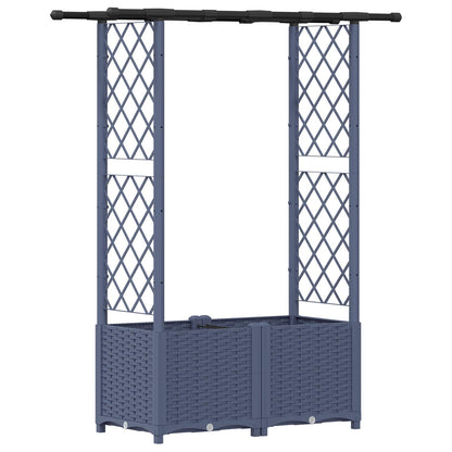 Raised Bed with Trellis and Roof Grey 124.5 x 40 x 136 cm PP