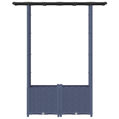 Raised Bed with Trellis and Roof Grey 124.5 x 40 x 136 cm PP